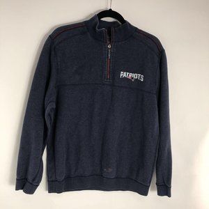 New England Patriots Tommy Bahama Mens Reversible Sweatshirt Blue Gray 1/4 Zip M